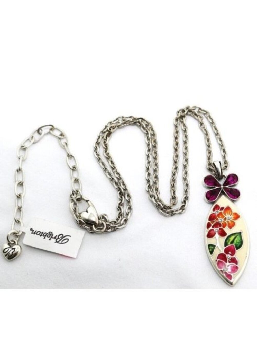 Brighton HAMPTON NWT $108 Purple Crystal & Multi-Color Enamel Flower Necklace